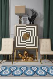 Milano Blue Steel Flatwoven Rug by Jonathan Adler - 275x365 - Machine Washable Area Rug - Kid & Pet Friendly - Indoor Rugs - Ruggable - thumbnail 2