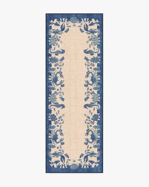 Ionia Sapphire & Natural Outdoor Rug - 75x215 - Machine Washable Area Rug - Kid & Pet Friendly - Outdoor Rugs - Ruggable - image 1