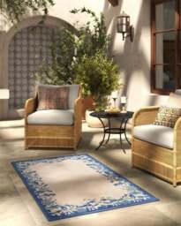 Ionia Sapphire & Natural Outdoor Rug - 75x215 - Machine Washable Area Rug - Kid & Pet Friendly - Outdoor Rugs - Ruggable - thumbnail 2