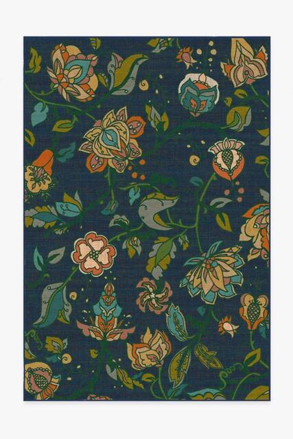 Frida Floral Navy Tufted Rug - 185x275 - Machine Washable Area Rug - Kid & Pet Friendly - Indoor Rugs - Ruggable