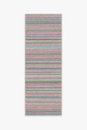 Multi Stripe Polychrome Flatwoven Rug Pink - 75x215 - Machine Washable Area Rug - Kid & Pet Friendly - Indoor Rugs - Ruggable - thumbnail 1