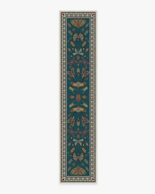 Flutterby Flatwoven Rug by Iris Apfel Blue - 75x365 - Machine Washable Area Rug - Kid & Pet Friendly - Indoor Rugs - Ruggable - image 1