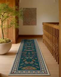 Flutterby Flatwoven Rug by Iris Apfel Blue - 75x365 - Machine Washable Area Rug - Kid & Pet Friendly - Indoor Rugs - Ruggable - thumbnail 2
