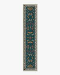 Flutterby Flatwoven Rug by Iris Apfel Blue - 75x365 - Machine Washable Area Rug - Kid & Pet Friendly - Indoor Rugs - Ruggable - thumbnail 1