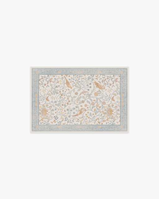 Newill Ivory & Blue Flatwoven Rug by Morris & Co. - 60x90 - Machine Washable Area Rug - Kid & Pet Friendly - Indoor Rugs - Ruggable - image 1