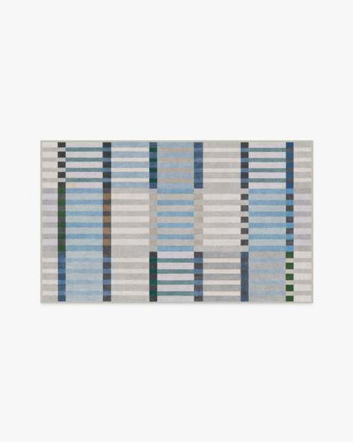 Quincy Soft Blue Flatwoven Rug - 90x150 - Machine Washable Area Rug - Kid & Pet Friendly - Indoor Rugs - Ruggable - image 1