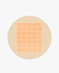 Pantone Peach Fuzz Neutral Grid Play Rug - 185 Round - Machine Washable Area Rug - Kid & Pet Friendly - Indoor Rugs - Ruggable - thumbnail 1