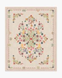 Friendship Garden Cream Multicolour Rug Beige - 90x150 - Machine Washable Area Rug - Kid & Pet Friendly - Indoor Rugs - Ruggable - thumbnail 2