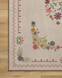 Friendship Garden Cream Rug Beige - 90x150 - Machine Washable Area Rug - Kid & Pet Friendly - Indoor Rugs - Ruggable - thumbnail 4