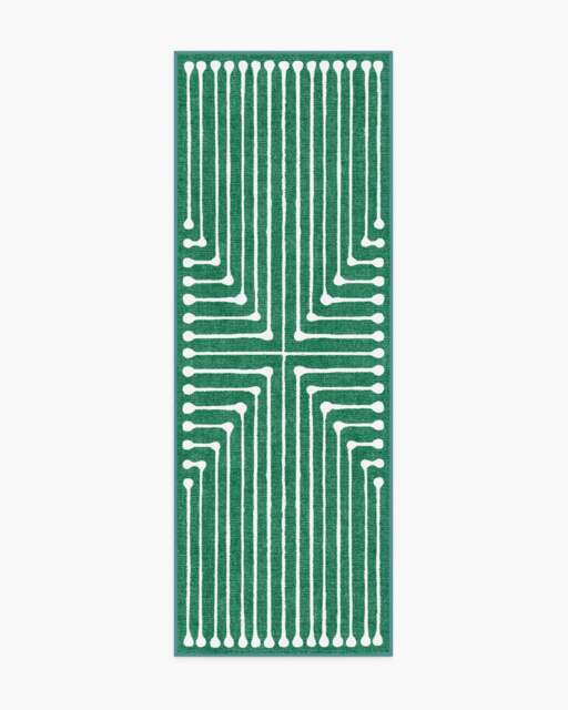Inkdrop Green Flatwoven Rug by Jonathan Adler - 75x215 - Machine Washable Area Rug - Kid & Pet Friendly - Indoor Rugs - Ruggable - image 1