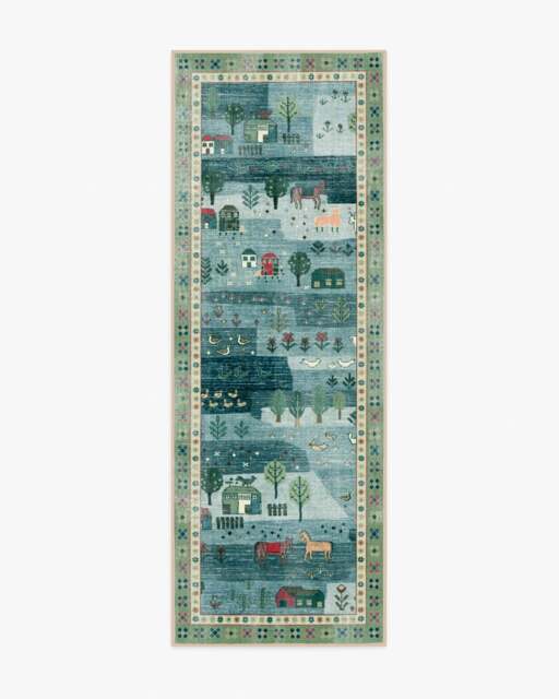 Alder Soft Blue Rug - 75x215 - Machine Washable Area Rug - Kid & Pet Friendly - Indoor Rugs - Ruggable - image 1