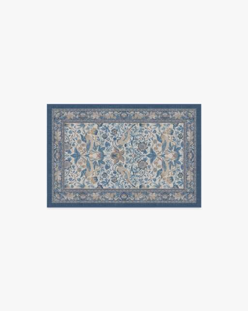 Strawberry Thief Indigo & Ivory Flatwoven Rug by Morris & Co. - 60x90 - Machine Washable Area Rug - Kid & Pet Friendly - Indoor Rugs - Ruggable - image 1