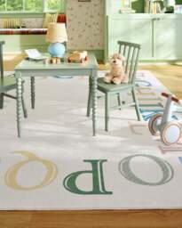 Easy as ABC Multicolour Flatwoven Rug Beige - 90x150 - Machine Washable Area Rug - Kid & Pet Friendly - Indoor Rugs - Ruggable - thumbnail 2