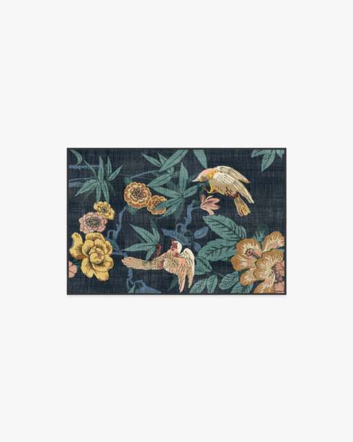 Bamboo & Bird Indigo Flatwoven Rug by Sanderson - 60x90 - Machine Washable Area Rug - Kid & Pet Friendly - Indoor Rugs - Ruggable - image 1