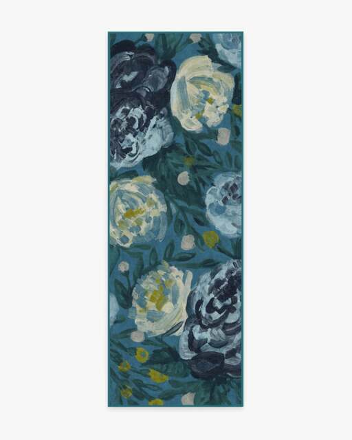 Camellia Midnight Flatwoven Rug - 75x215 - Machine Washable Area Rug - Kid & Pet Friendly - Indoor Rugs - Ruggable - image 1