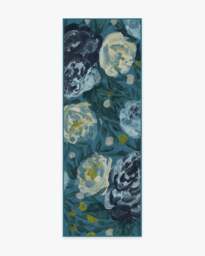 Camellia Midnight Flatwoven Rug - 75x215 - Machine Washable Area Rug - Kid & Pet Friendly - Indoor Rugs - Ruggable - thumbnail 1