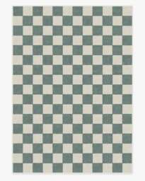 Jaque Checkered Slate Green Flatwoven Rug - 305x425 - Machine Washable Area Rug - Kid & Pet Friendly - Indoor Rugs - Ruggable - thumbnail 1