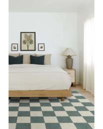 Jaque Checkered Slate Green Flatwoven Rug - 305x425 - Machine Washable Area Rug - Kid & Pet Friendly - Indoor Rugs - Ruggable - thumbnail 3