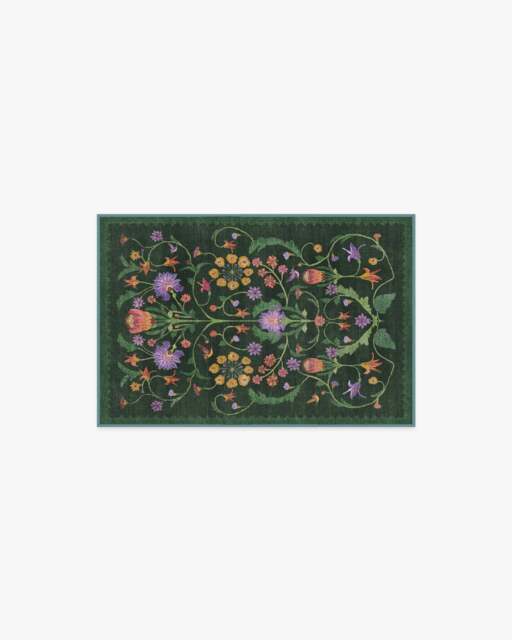 Protea Forest Green Flatwoven Rug by Iris Apfel - 60x90 - Machine Washable Area Rug - Kid & Pet Friendly - Indoor Rugs - Ruggable - image 1