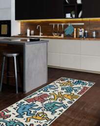 Block Party Multicolour Flatwoven Rug by Keith Haring Blue - 60x90 - Machine Washable Area Rug - Kid & Pet Friendly - Indoor Rugs - Ruggable - thumbnail 2