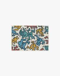 Block Party Multicolour Flatwoven Rug by Keith Haring Blue - 60x90 - Machine Washable Area Rug - Kid & Pet Friendly - Indoor Rugs - Ruggable - thumbnail 1