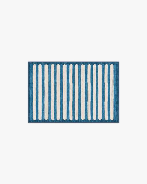 Elin Stripe Indigo Rug by goop - 60x90 - Machine Washable Area Rug - Kid & Pet Friendly - Indoor Rugs - Ruggable - image 1