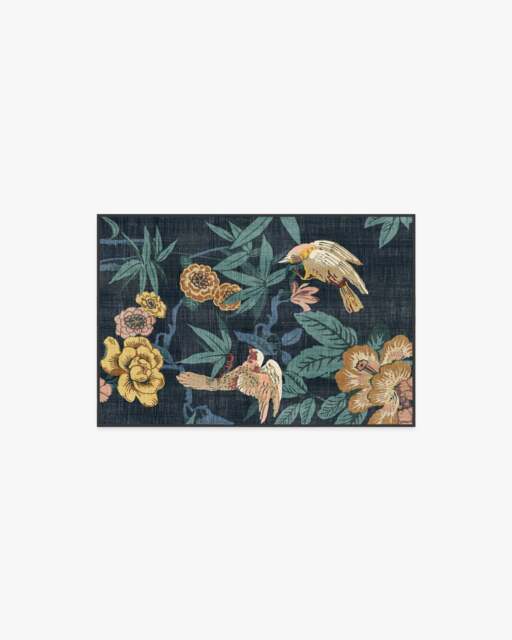 Bamboo & Bird Indigo Rug by Sanderson - 60x90 - Machine Washable Area Rug - Kid & Pet Friendly - Indoor Rugs - Ruggable - image 1