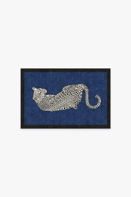 Snow Leopard Sapphire Rug by Jonathan Adler - 60x90 - Machine Washable Area Rug - Kid & Pet Friendly - Indoor Rugs - Ruggable