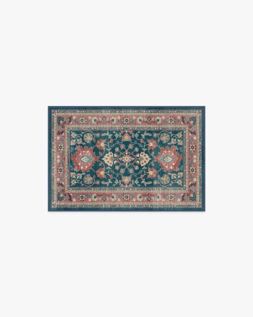 Calabria Navy & Cayenne Rug - 60x90 - Machine Washable Area Rug - Kid & Pet Friendly - Indoor Rugs - Ruggable - image 1