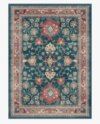 Calabria Navy & Cayenne Rug - 60x90 - Machine Washable Area Rug - Kid & Pet Friendly - Indoor Rugs - Ruggable - thumbnail 2