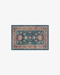 Calabria Navy & Cayenne Rug - 60x90 - Machine Washable Area Rug - Kid & Pet Friendly - Indoor Rugs - Ruggable - thumbnail 1