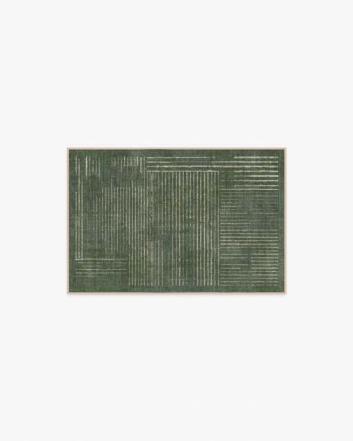 Linear Oasis Green Flatwoven Rug - 60x90 - Machine Washable Area Rug - Kid & Pet Friendly - Indoor Rugs - Ruggable - image 1