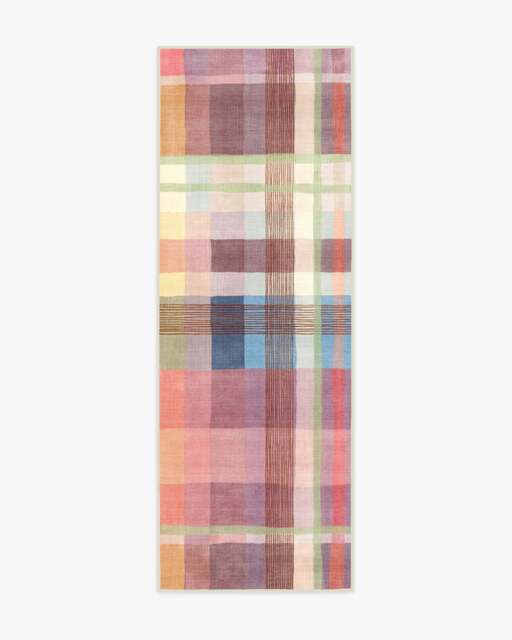 Margot Tartan Berry Outdoor Rug Pink - 75x215 - Machine Washable Area Rug - Kid & Pet Friendly - Indoor Rugs - Ruggable - image 1