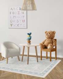 Celestine Soft Blue Rug - 60x90 - Machine Washable Area Rug - Kid & Pet Friendly - Indoor Rugs - Ruggable - thumbnail 3