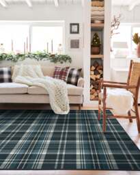 Dress Stewart Tartan Navy Flatwoven Rug - 275x365 - Machine Washable Area Rug - Kid & Pet Friendly - Indoor Rugs - Ruggable - thumbnail 2