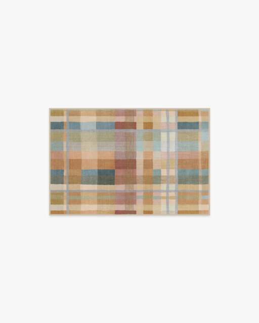 Margot Plaid Ochre Multicolour Flatwoven Rug Brown - 60x90 - Machine Washable Area Rug - Kid & Pet Friendly - Indoor Rugs - Ruggable - image 1