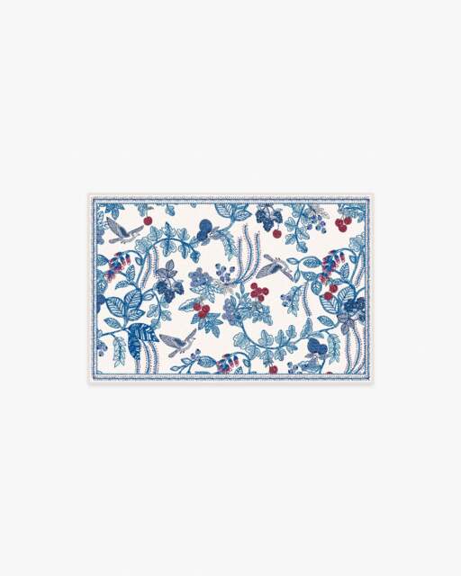 Heidi Blue & Cherry Flatwoven Rug - 60x90 - Machine Washable Area Rug - Kid & Pet Friendly - Indoor Rugs - Ruggable - image 1