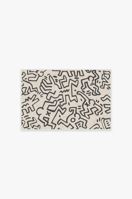 Block Party Black & Ivory Rug by Keith Haring - 60x90 - Machine Washable Area Rug - Kid & Pet Friendly - Indoor Rugs - Ruggable - image 1