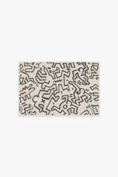 Block Party Black & Ivory Rug by Keith Haring - 60x90 - Machine Washable Area Rug - Kid & Pet Friendly - Indoor Rugs - Ruggable - thumbnail 1