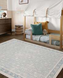 Celestine Soft Blue Rug - 150x215 - Machine Washable Area Rug - Kid & Pet Friendly - Indoor Rugs - Ruggable - thumbnail 2