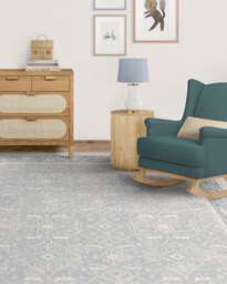 Celestine Soft Blue Rug - 150x215 - Machine Washable Area Rug - Kid & Pet Friendly - Indoor Rugs - Ruggable - thumbnail 3
