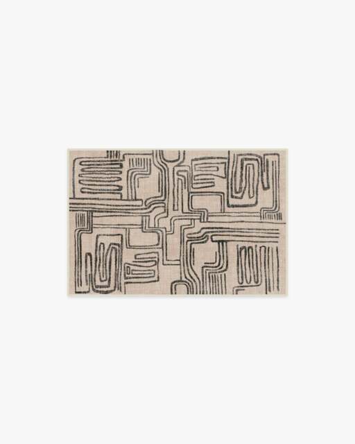 Kassena Black & Ivory Flatwoven Rug by Malene Barnett - 60x90 - Machine Washable Area Rug - Kid & Pet Friendly - Indoor Rugs - Ruggable - image 1