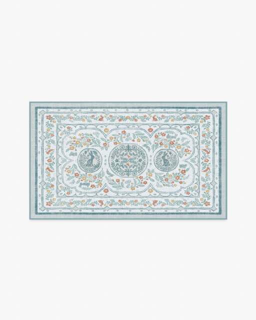 Twin Bunny Border Blue Rug - 90x150 - Machine Washable Area Rug - Kid & Pet Friendly - Indoor Rugs - Ruggable - image 1