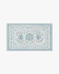 Twin Bunny Border Blue Rug - 90x150 - Machine Washable Area Rug - Kid & Pet Friendly - Indoor Rugs - Ruggable - thumbnail 1