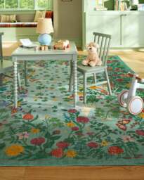 Lily Pad Meadow Multicolour Flatwoven Rug Green - 90x150 - Machine Washable Area Rug - Kid & Pet Friendly - Indoor Rugs - Ruggable - thumbnail 2