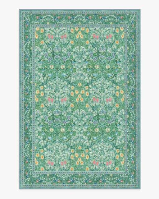 Blackthorn Multicolour Jade Flatwoven Rug by Morris & Co. - 185x275 - Machine Washable Area Rug - Kid & Pet Friendly - Indoor Rugs - Ruggable - image 1