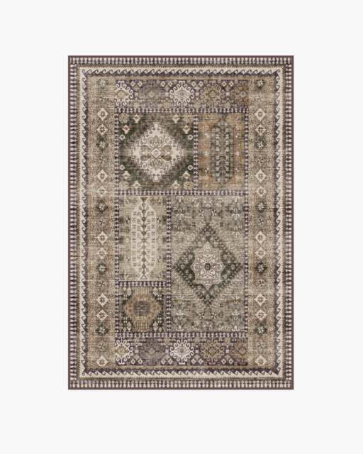 Rumi Olive & Tan Rug - 120x185 - Machine Washable Area Rug - Kid & Pet Friendly - Indoor Rugs - Ruggable - image 1