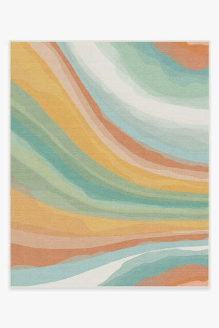Watercolor Waves Copper Jade Outdoor Rug - 245x305 - Machine Washable Area Rug - Kid & Pet Friendly - Indoor Rugs - Ruggable - image 1