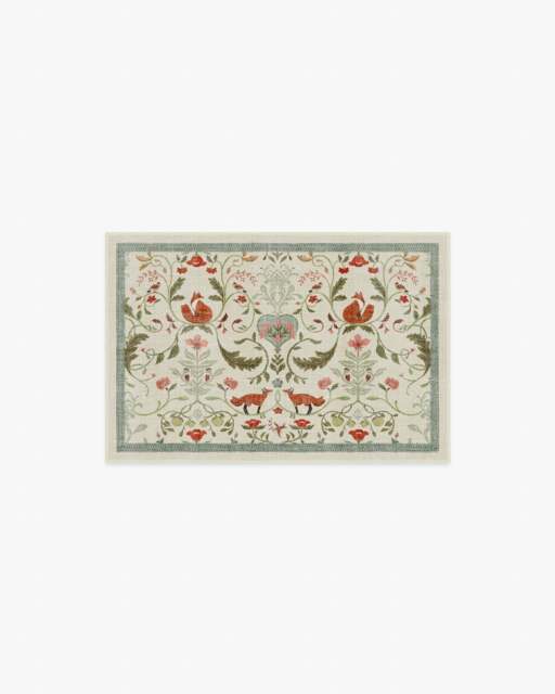 Foxfen Ivory Multicolour Flatwoven Rug - 60x90 - Machine Washable Area Rug - Kid & Pet Friendly - Indoor Rugs - Ruggable