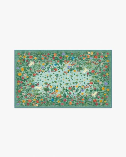 Lily Pad Meadow Multicolour Rug Green - 90x150 - Machine Washable Area Rug - Kid & Pet Friendly - Indoor Rugs - Ruggable - image 1